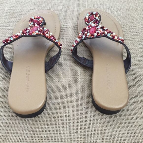 Ann Marino Beaded Flat Sandal - Picture 2 of 5